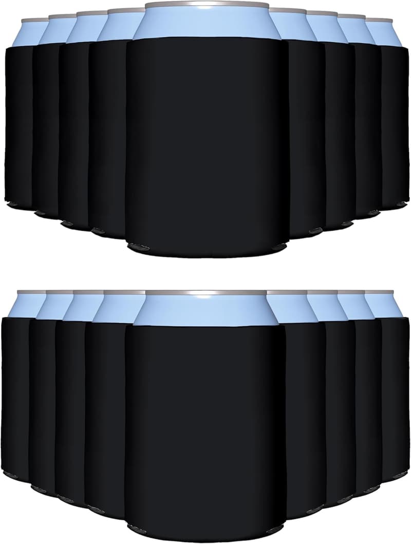 Customizable Black Can Cooler Sleeves - 25 Pack
