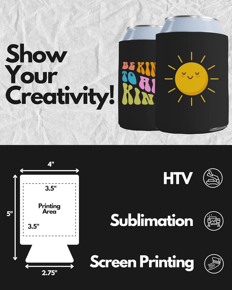 Customizable Black Can Cooler Sleeves - 25 Pack