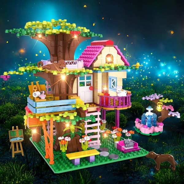 Tree House Building Set with LED Light - 613PCS Toy for Kids 6-12