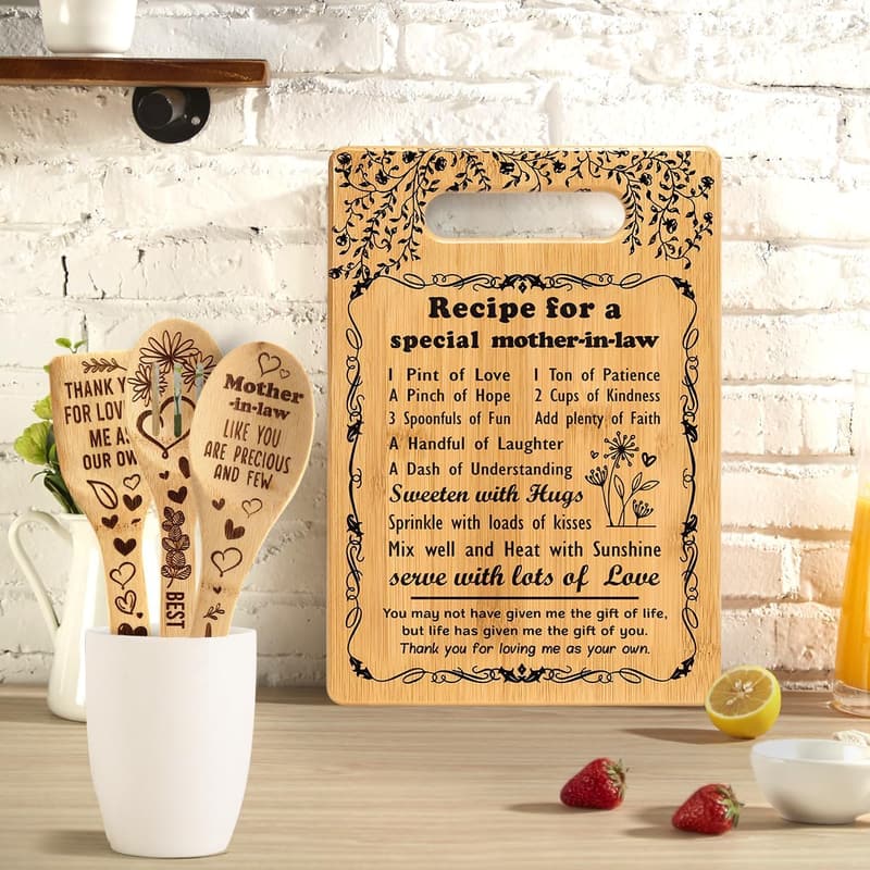 Birthday Gifts for Mother-in-Law - Personalized Kitchen Cutting Board
