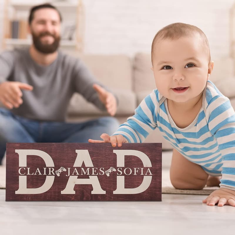 Personalized Dad Sign with Kids' Names - Father's Day Gift