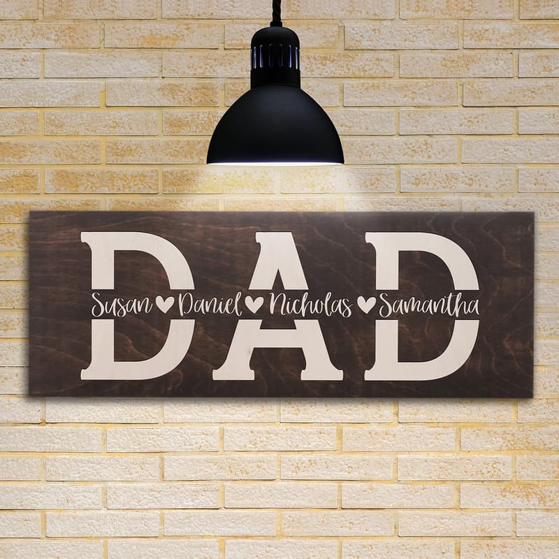 Personalized Dad Sign with Kids' Names - Father's Day Gift