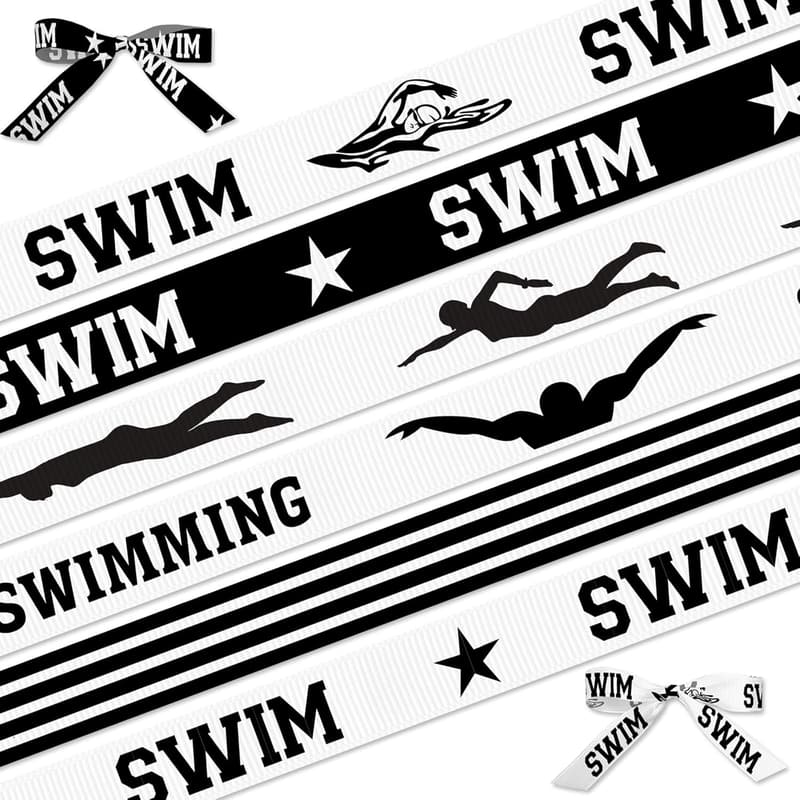 Swim Team Birthday Party Grosgrain Ribbons, 6 Rolls, 30 Yards