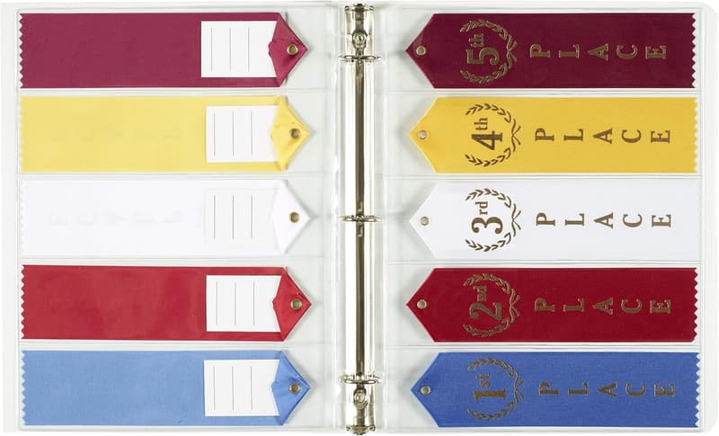 Swimming Ribbon Organizer with 15 Clear Pages - Award Display