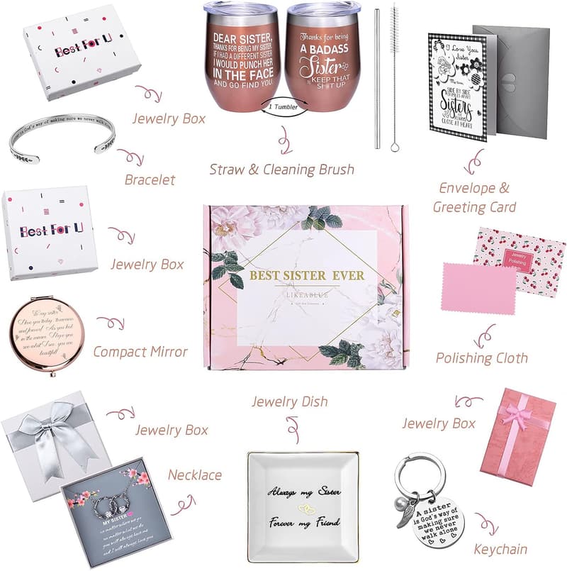 Sister Birthday Necklace and Bracelet Set - Perfect Gift