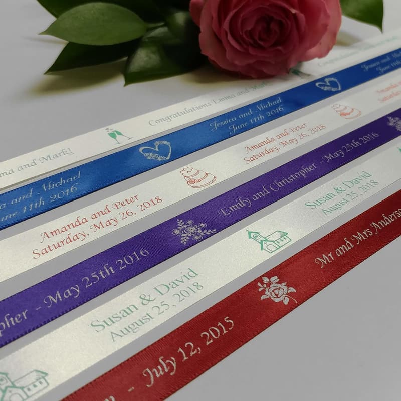 Customized Wedding Ribbon - Personalized Text for Favors (10 Yards)