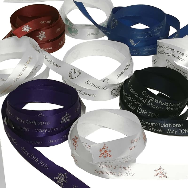 Customized Wedding Ribbon - Personalized Text for Favors (10 Yards)