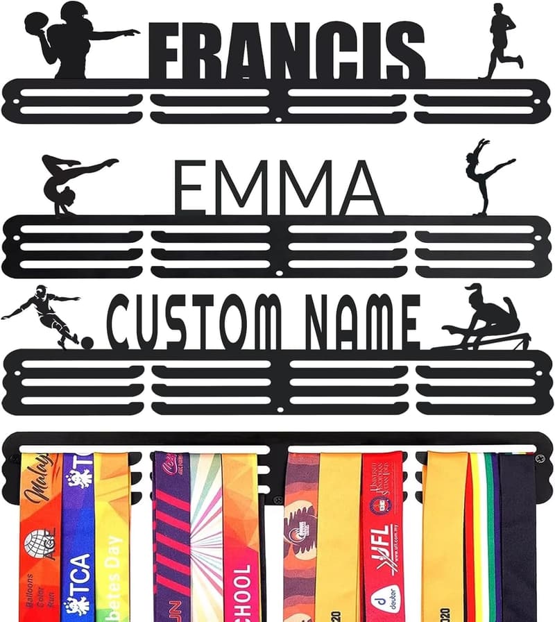 Personalized Metal Medal Holder for Athletes - 60 Medal Capacity