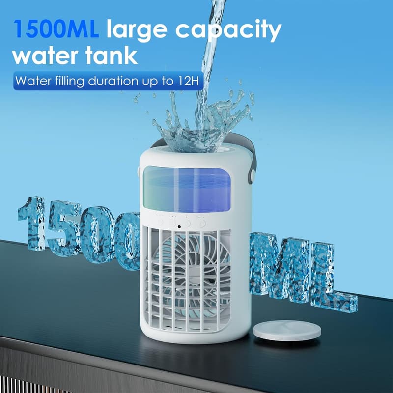 4-in-1 Portable Air Conditioner with Remote & 7-Color LED Light