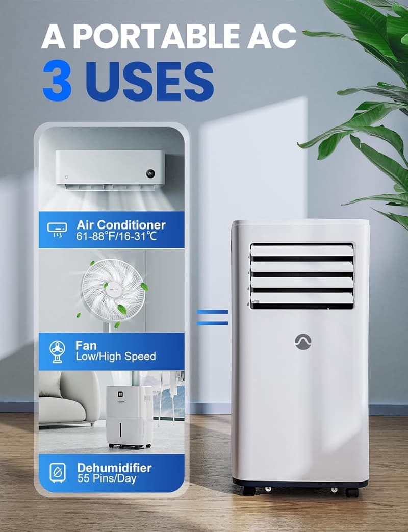 10000 BTU Portable Air Conditioner for Rooms up to 450 Sq. Ft.