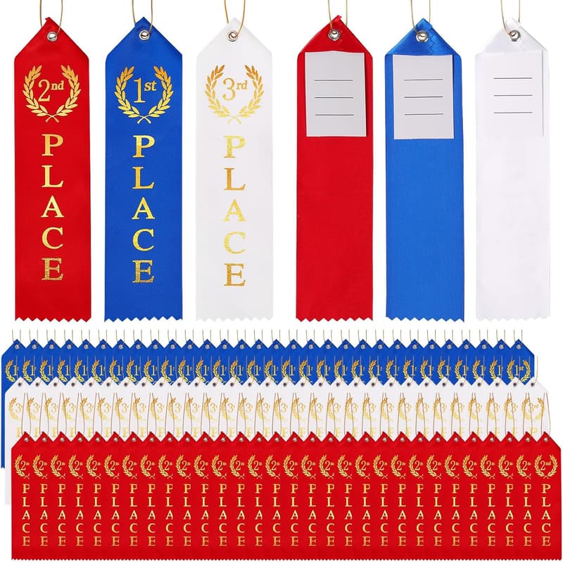 Award Ribbons Set for Competitions - 90PCS in Blue, Red, White