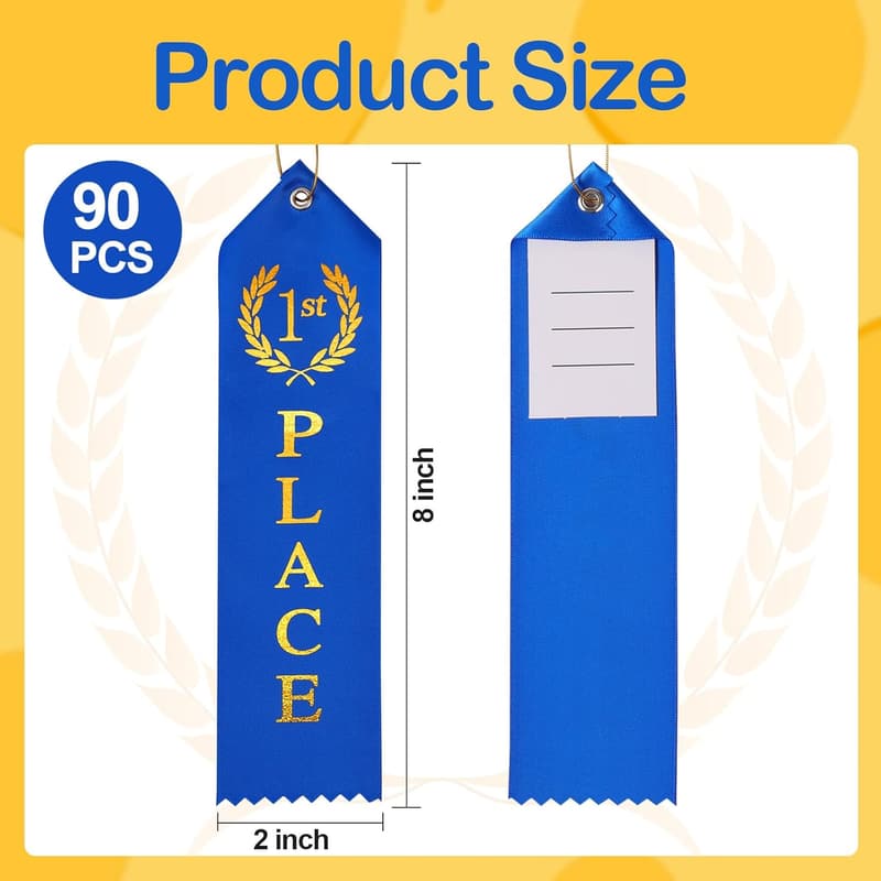 Award Ribbons Set for Competitions - 90PCS in Blue, Red, White