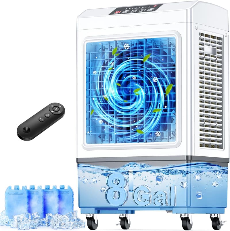 Windowless Evaporative Air Cooler with Remote - 700 Sq.ft