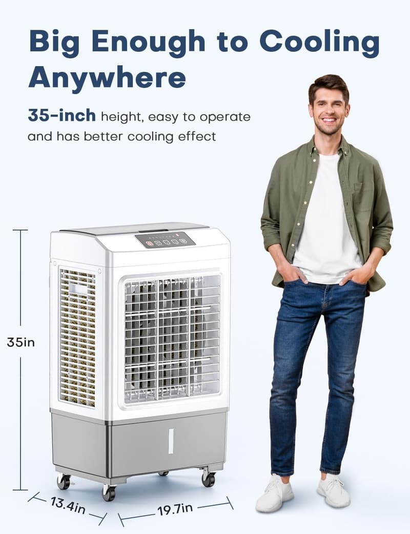 Windowless Evaporative Air Cooler with Remote - 700 Sq.ft