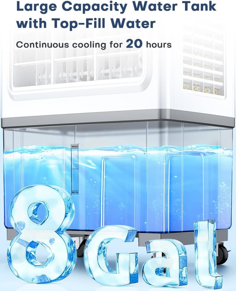 Windowless Evaporative Air Cooler with Remote - 700 Sq.ft
