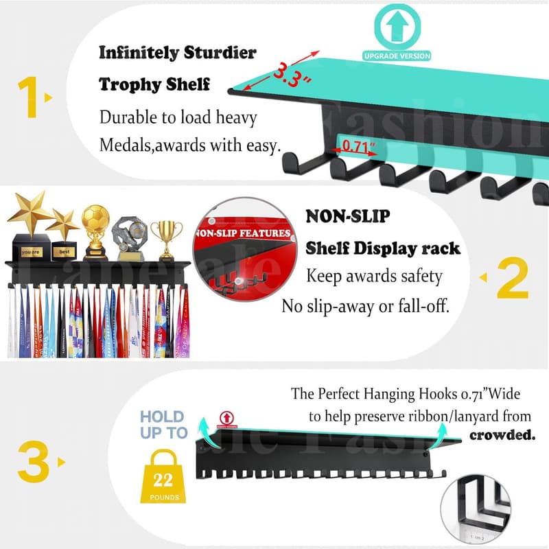 Medal Hanger Display Shelf for Trophies and Awards