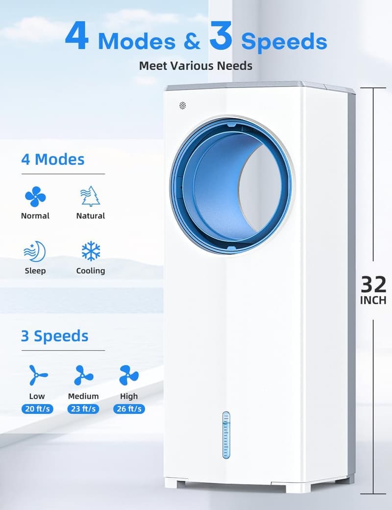 Portable Bladeless Evaporative Air Conditioner with Remote