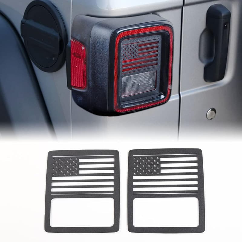Jeep Wrangler Tail Light Covers - US Flag Design (2018-2023)