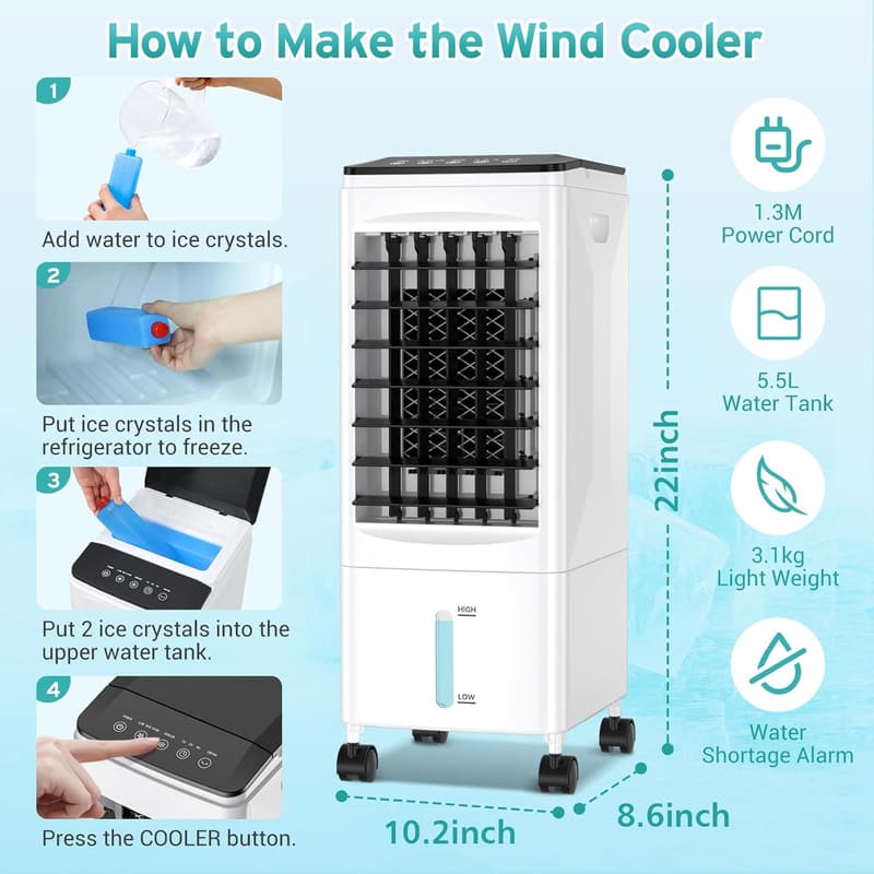 3-in-1 Portable Air Conditioner with Fan & Humidifier, 300 Sq.Ft