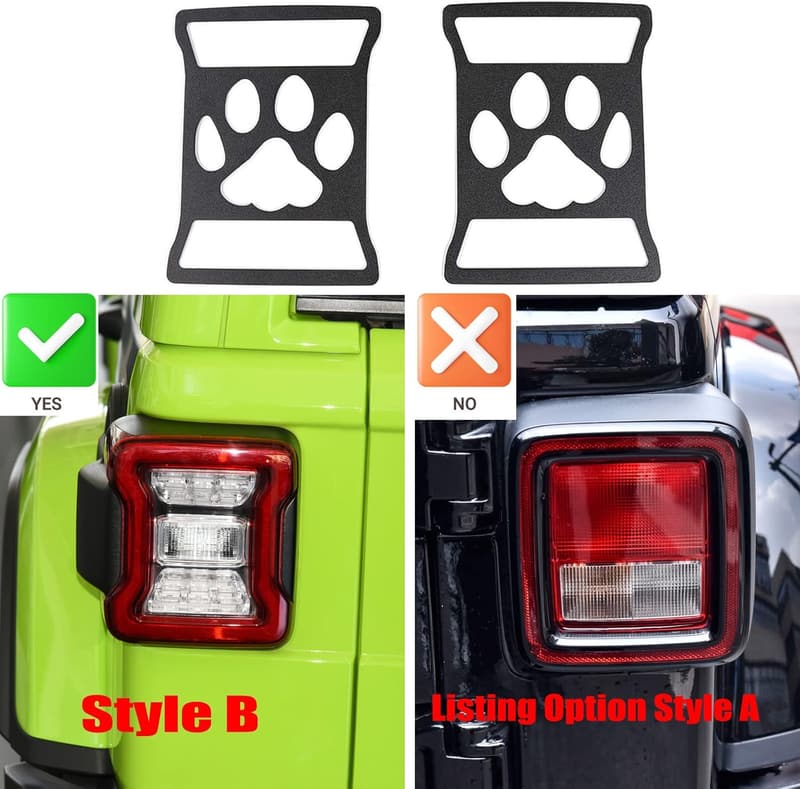 Jeep Wrangler Taillight Cover with Pawprint Design (2018-2022)