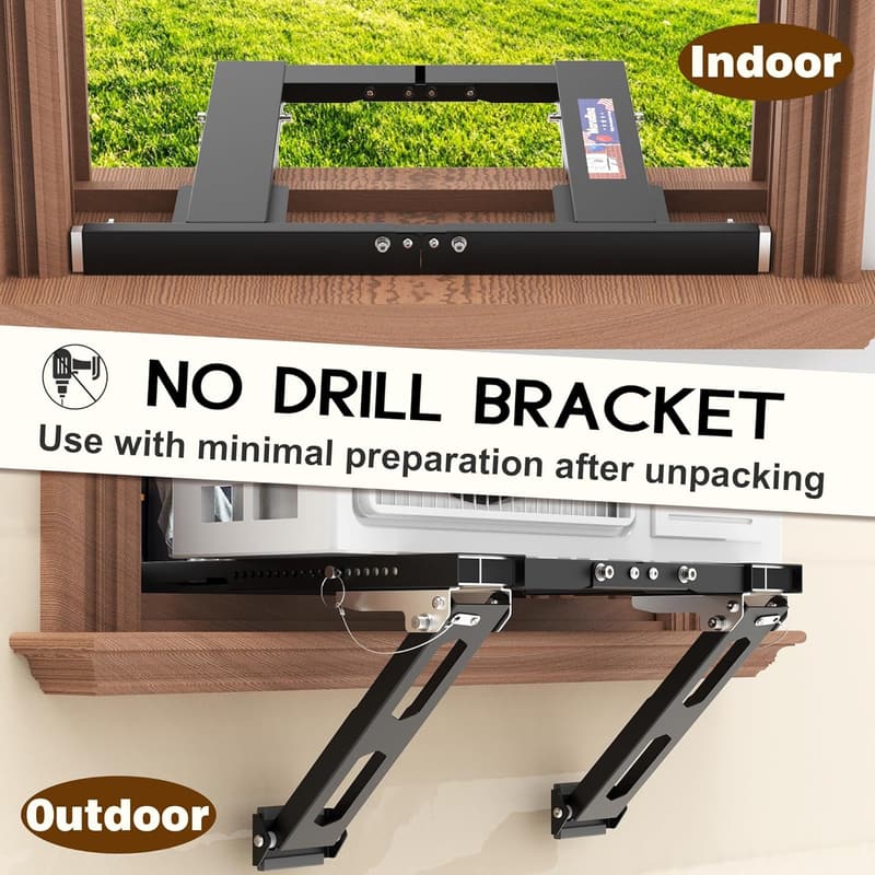 Adjustable Air Conditioner Support Bracket, No-Drill Installation