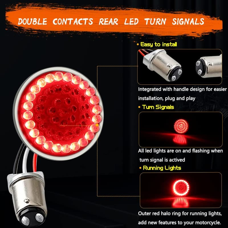 Harley 1157 Rear LED Turn Signal Lights with Smoked Lens