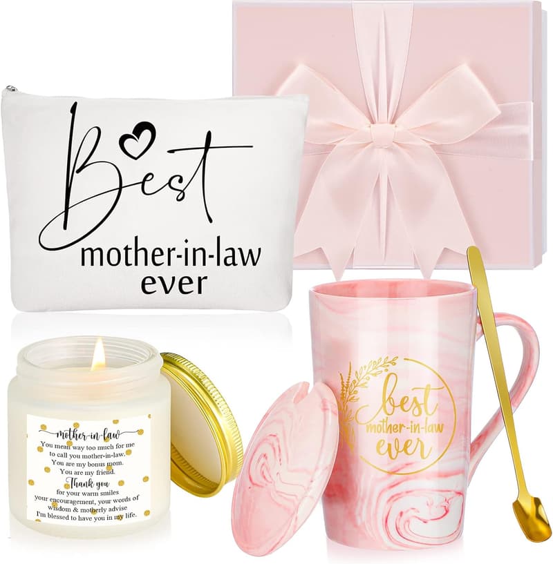 Mother's Day Gift Set for Mother-in-Law: Mug, 蠟燭, Makeup Bag