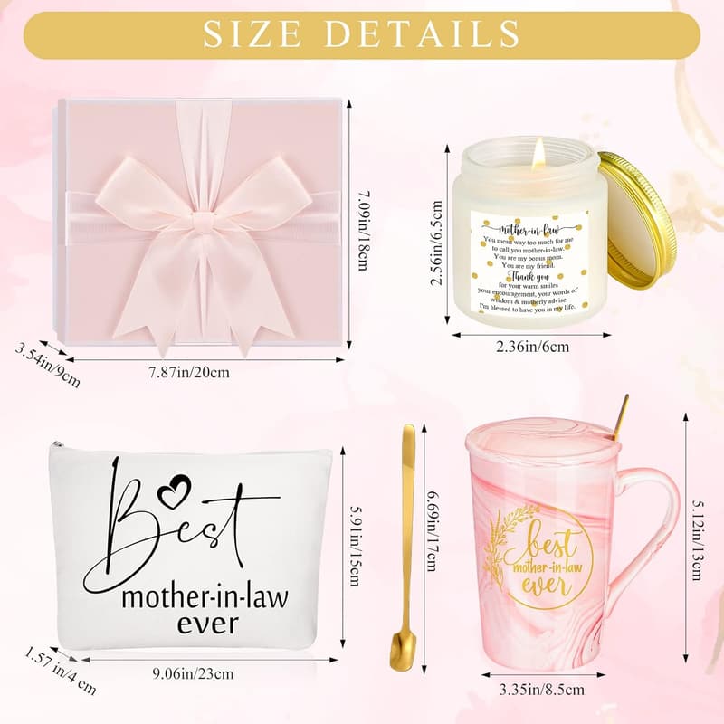 Mother's Day Gift Set for Mother-in-Law: Mug, 蠟燭, Makeup Bag