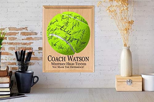 Personalized Solid Wood Tennis Coach Plaque for Team Signatures