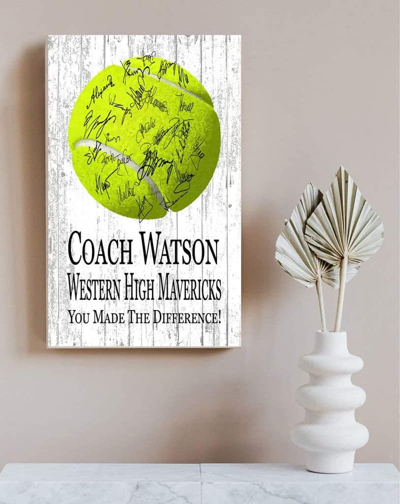 Personalized Tennis Coach Plaque with Signable Space for Players