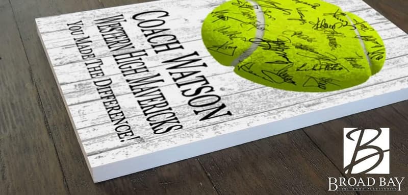 Personalized Tennis Coach Plaque with Signable Space for Players