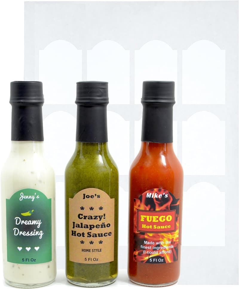120 Blank Decorative Hot Sauce Labels for 5oz Bottles