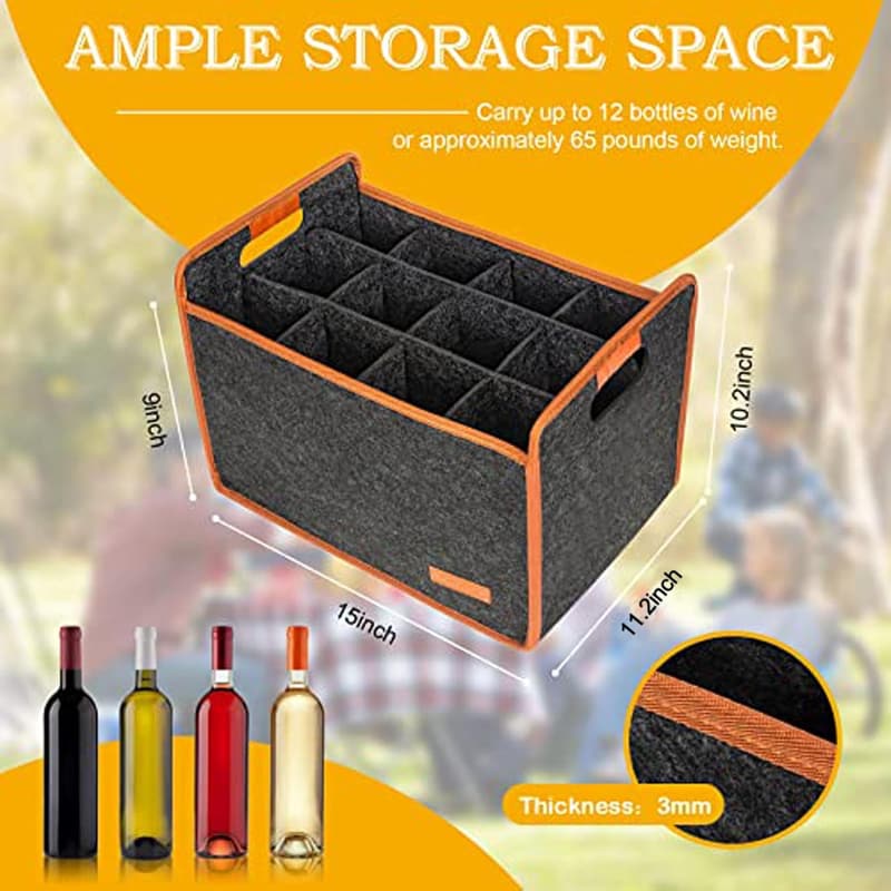 Insulated Wine Tote Bag for Travel and Picnics - 12 Bottle Capacity