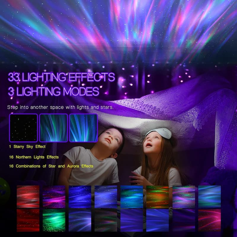 Aurora Projector Night Light with 33 Effects & Bluetooth Speaker