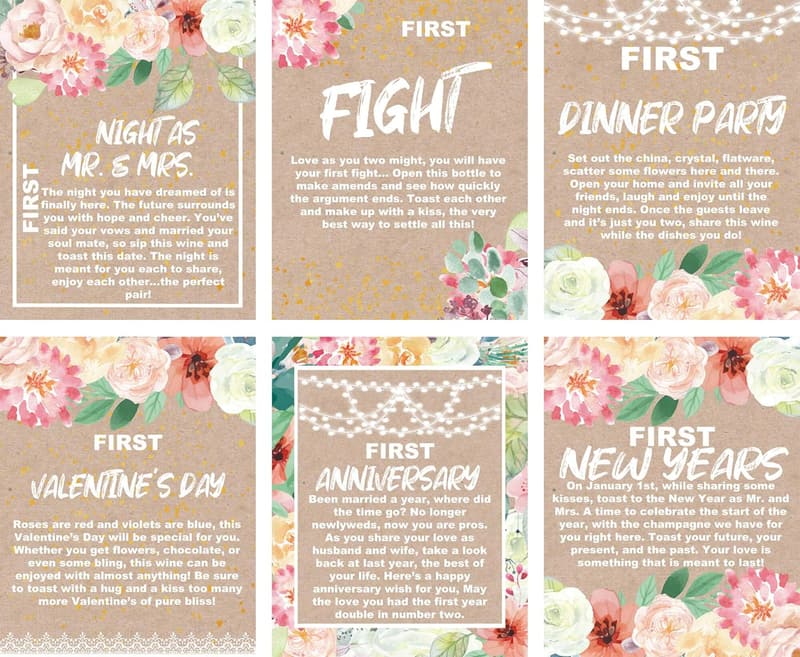 Rustic Wedding Milestone Wine Bottle Labels for Newlyweds