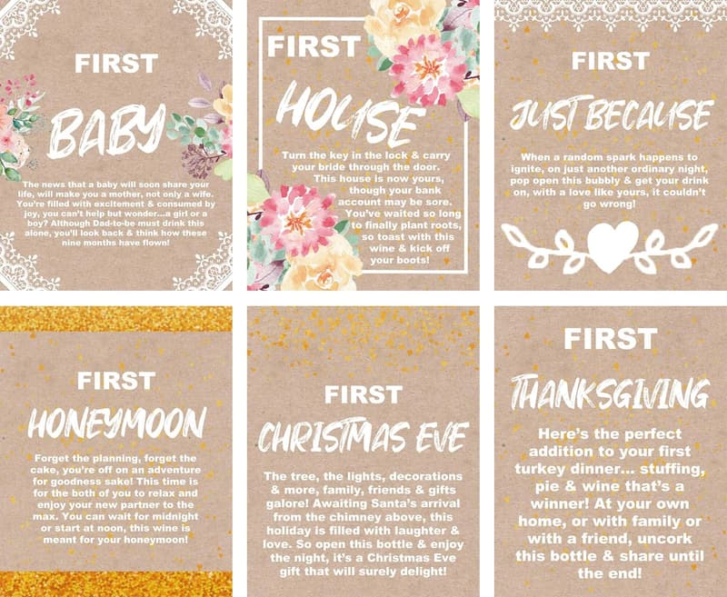 Rustic Wedding Milestone Wine Bottle Labels for Newlyweds