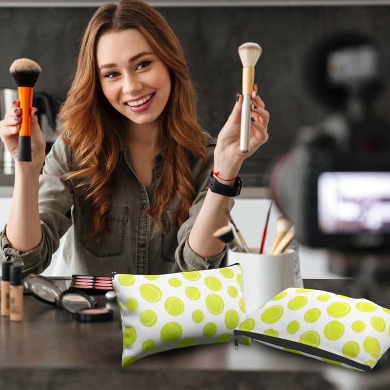 Tennis Themed Canvas Makeup Bags - 20 Pcs Set for Women