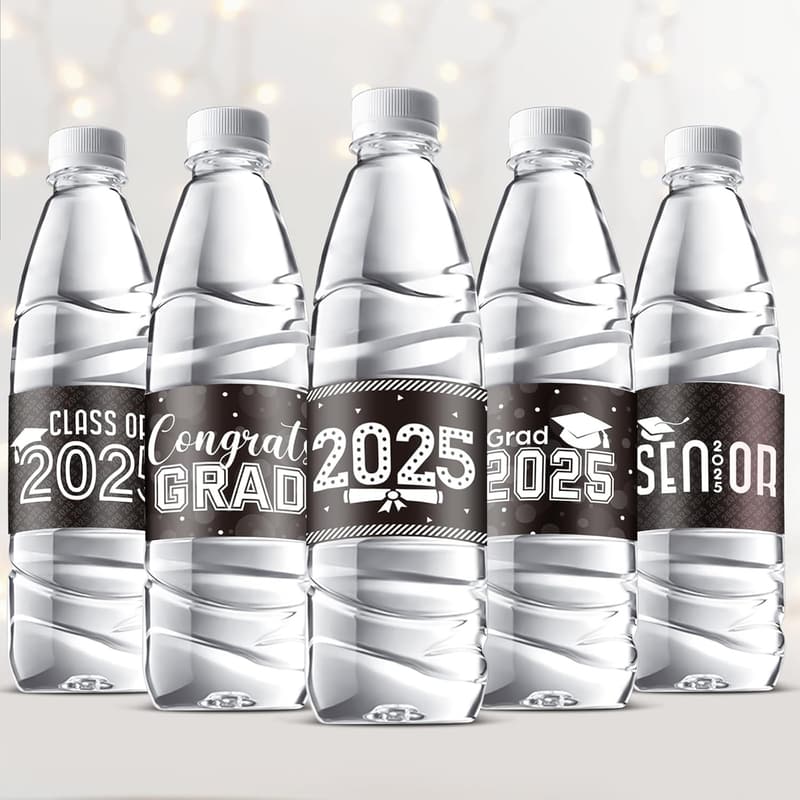 2025 Graduation Water Bottle Labels - Congrats Grad Stickers