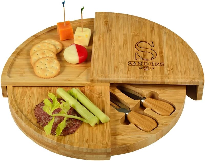 Personalized Engraved Bamboo Cheese Board for Picnics