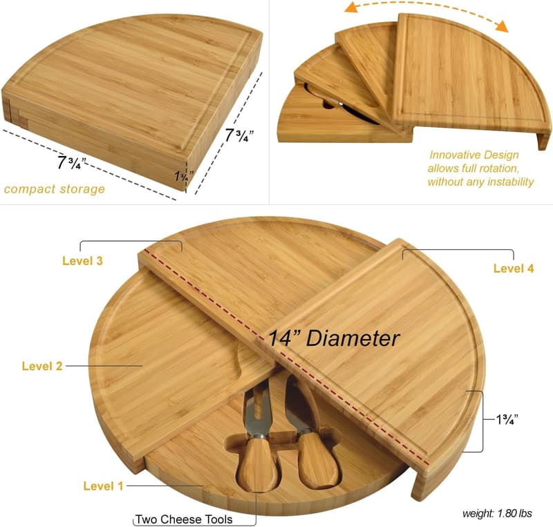 Personalized Engraved Bamboo Cheese Board for Picnics