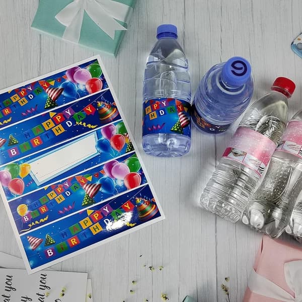 100 Pcs Printable Waterproof Water Bottle Labels