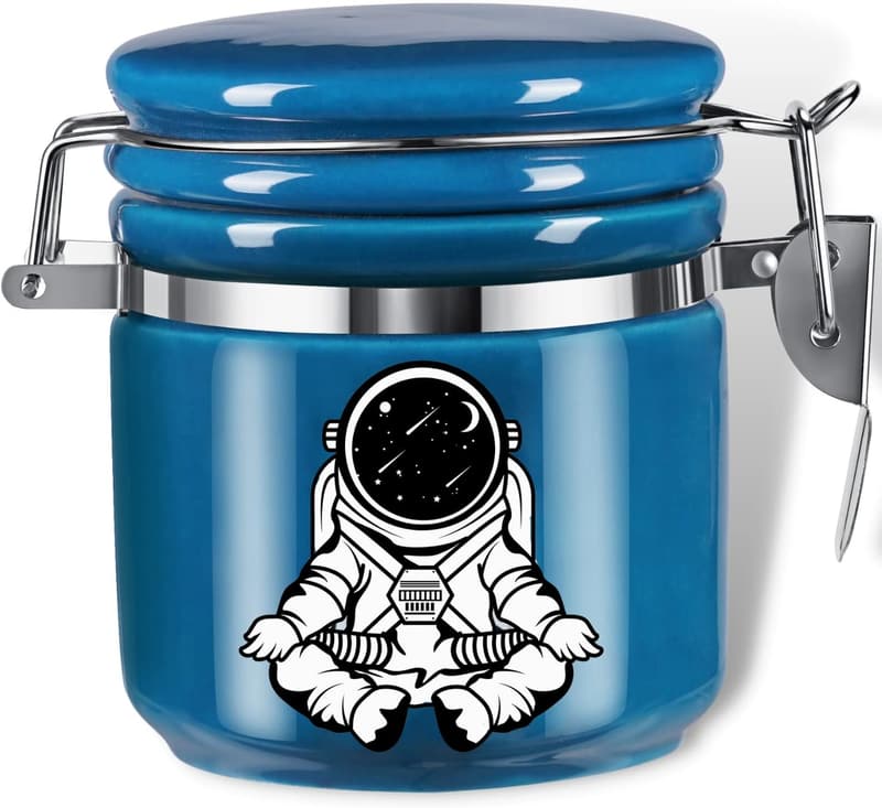 Airtight Ceramic Smell-Proof Jar for Herbs & Spices - Blue