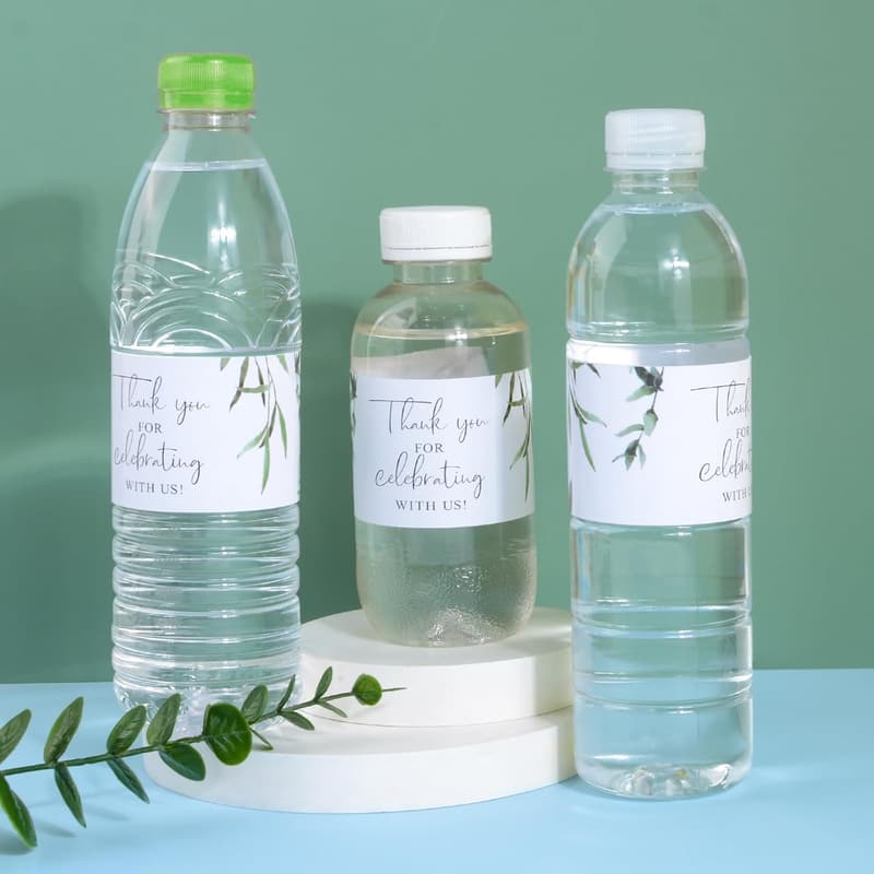 Eucalyptus Leaf Water Bottle Labels for Weddings & Showers