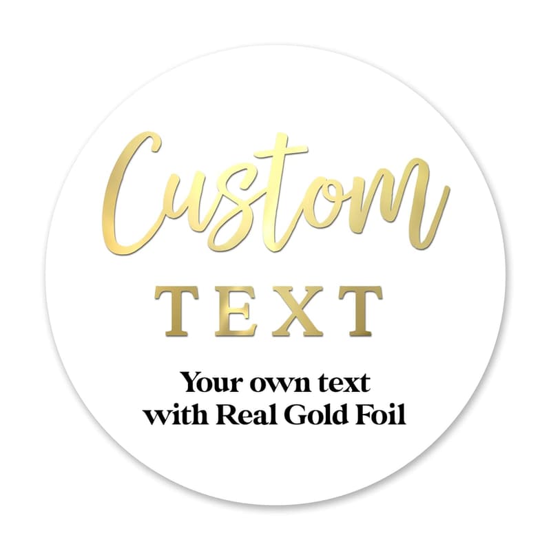 Personalized Clear Label Stickers with Gold Foil - Custom Sizes