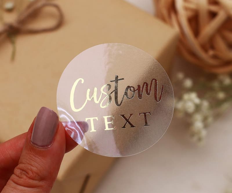 Personalized Clear Label Stickers with Gold Foil - Custom Sizes