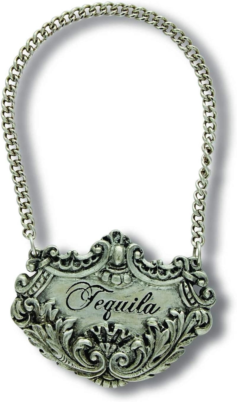 Handcrafted Pewter Tequila Decanter Tag - 2.5 Inch Engraved Label