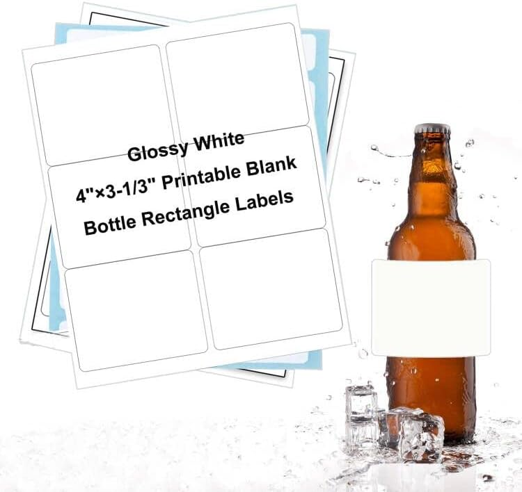 Waterproof Vinyl Wine Bottle Labels - 120 Pcs, Glossy White