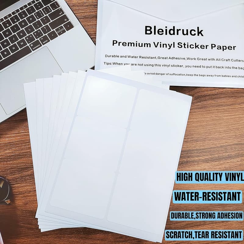 Waterproof Vinyl Wine Bottle Labels - 120 Pcs, Glossy White