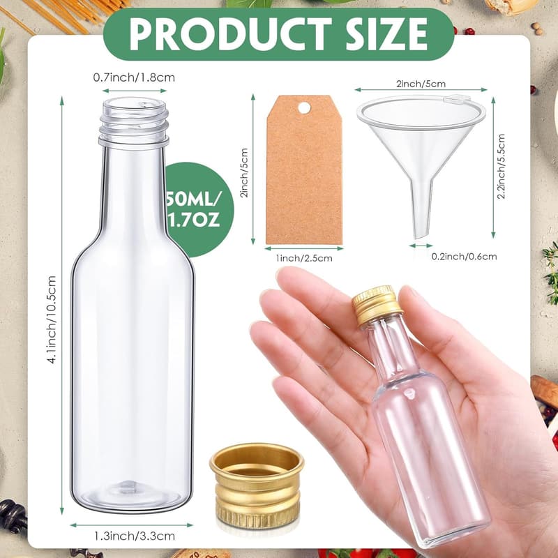 Party Mini Liquor Bottles Set - 100 Plastic 50ml Containers