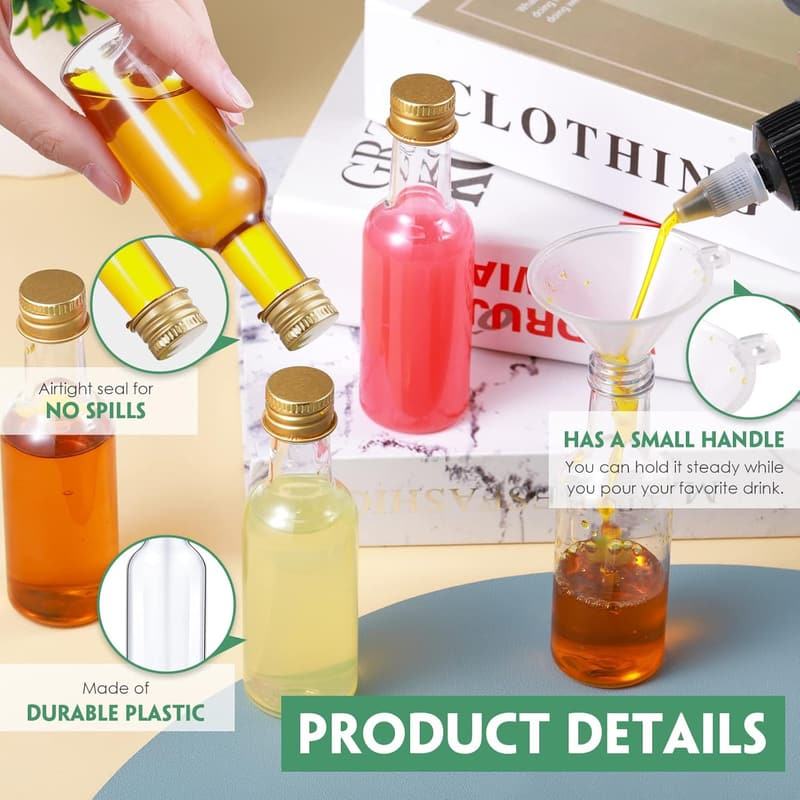 Party Mini Liquor Bottles Set - 100 Plastic 50ml Containers